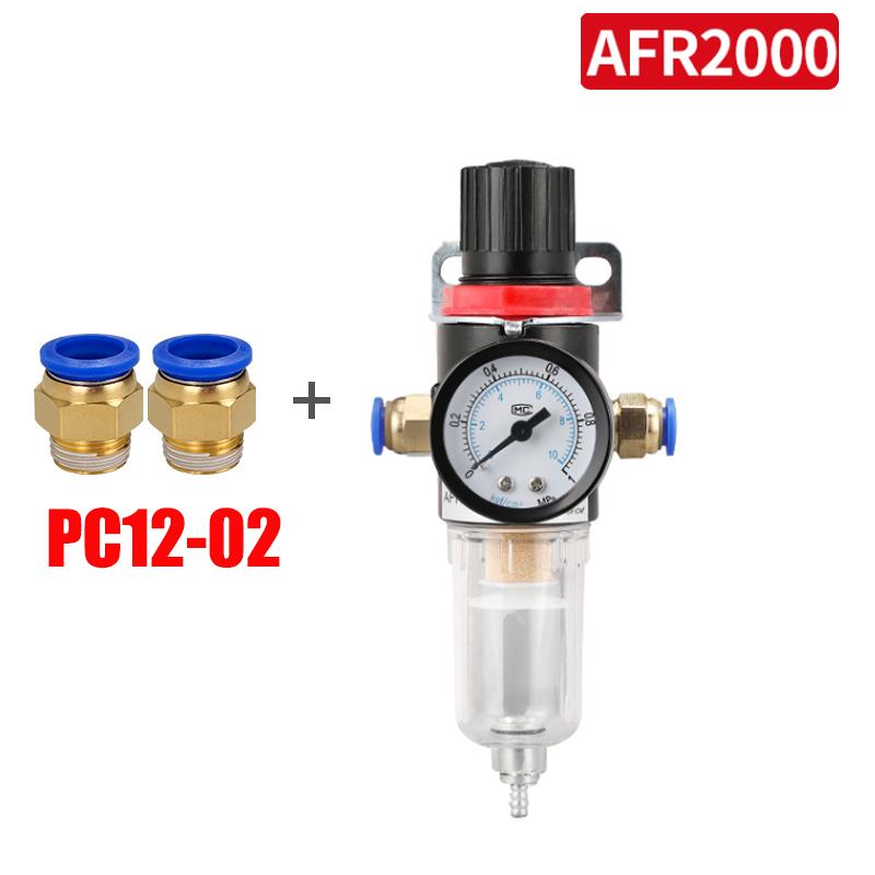 Pneumatic Air Source Treatment Filter AFR2000 Adjustable Pressure Gauge 1/4" Pressure-relief 4mm 6mm 8mm 10mm 12mm Fittings