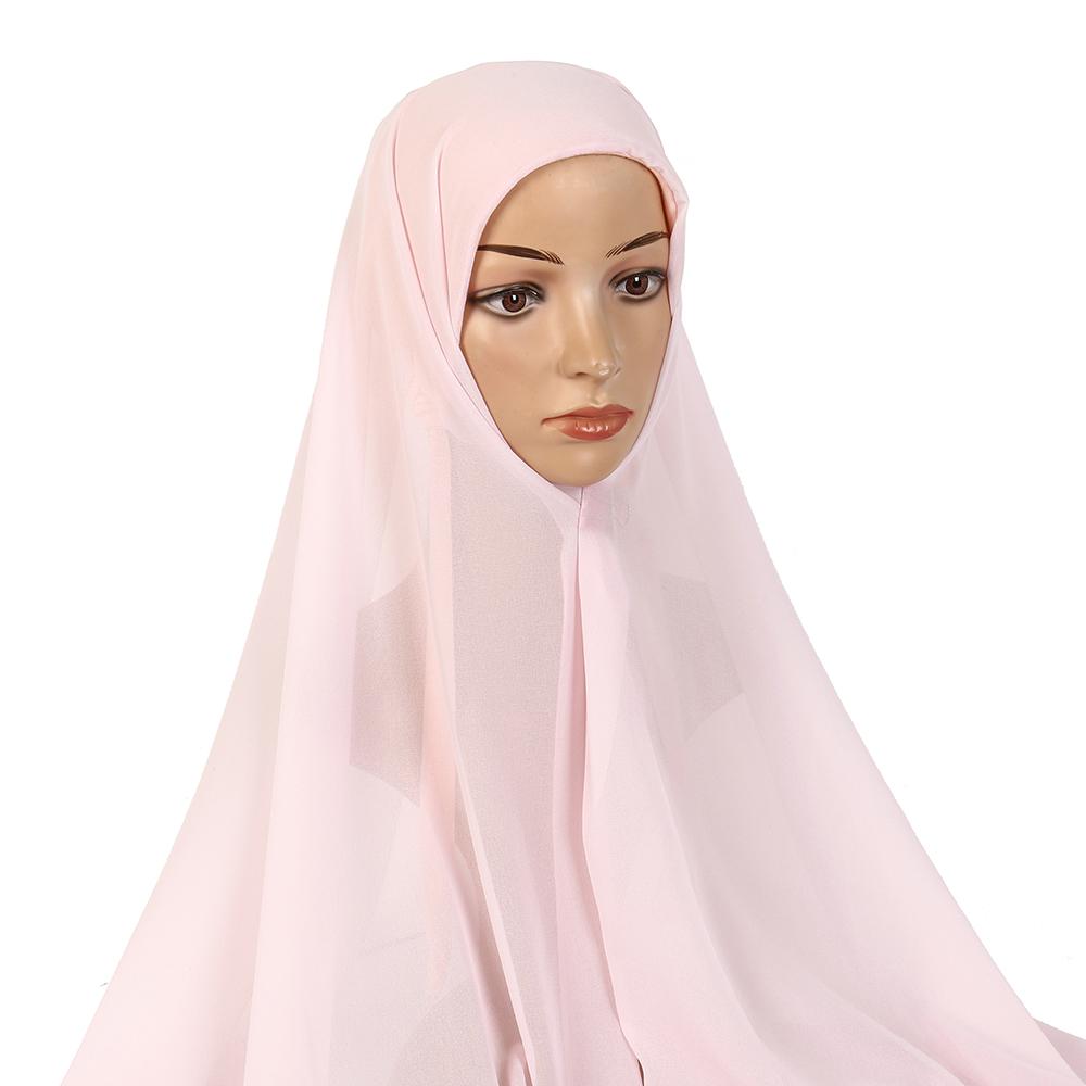 Fashion Chiffon Instant Scarf With Adjustable Inner Caps Set For Woman Muslim Scarf Hijab Lady Headband Wrap Easy To Wear Shawl