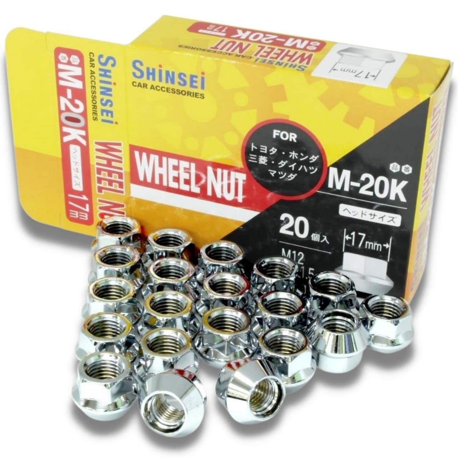 

Shinsei Гайка колесная проникающая M12 P1.5 0.7 дюйма (17 мм) 20 штук Toyota Другие модели M-20K Hexagonal width 17mm x