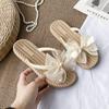 Beach Sandals Woman Slipper Chic Elegant Bow Fashion Platform Flat Comfortable Espadrilles Woman's Slippers Summer New 2024 Hot