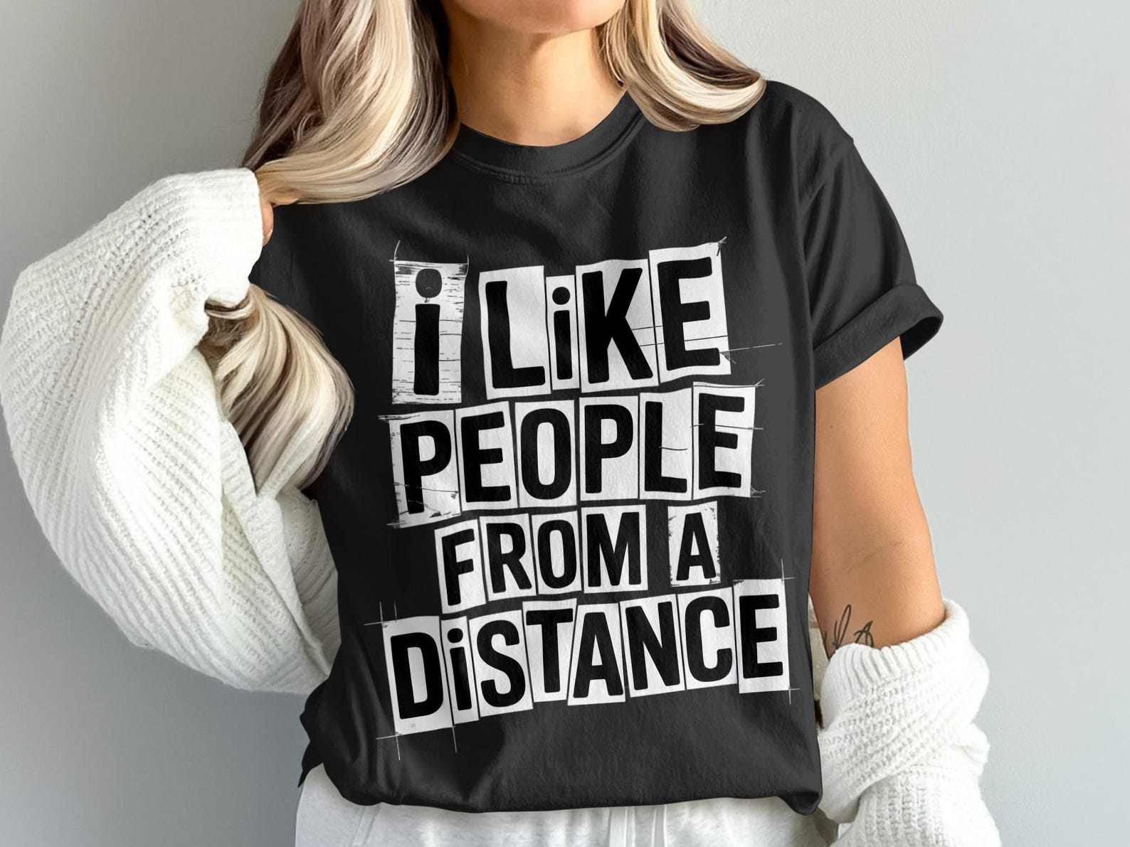 I Like People From A Distance T-Shirt, Introvert Humor Graphic Tee, Sarcastic Tee, Anti Social Shirt, Funny Tee, Distancing S