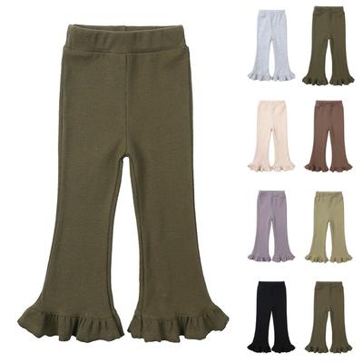 Geribbelde leggings voor meisjes - Rekbare katoenen flared broek