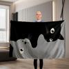Design of Black and Grey Cats Flannel Printed Blanket Suitable for All Seasons Suitable for Living Room Office Sofa and Travel