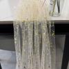 European Style Wedding Birthday Party Hot Stamping Mesh Table Runner Transparent Chiffon Sheer Sequin Tablecloth Hotel Room Holiday Decorat Table Flag