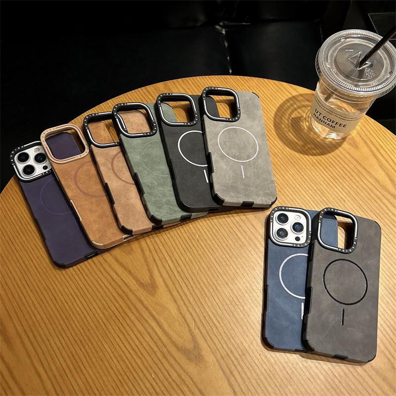 For Magsafe Luxury Leather Hybrid Shockproof Cases For iPhone 11 12 13 14 15 16 Pro Max 16 Plus Magnetic Wireless Charging Cover