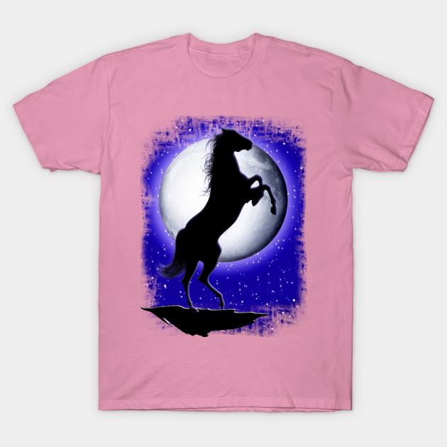 Dámské tričko Divoký kůň na modrém měsíci Harajuku potisk Kawaii tričko Letní krátký rukáv Dámské tričko Top