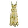 European and American New Linen Loose Waist Suspender Lace Pendulum Dress Women