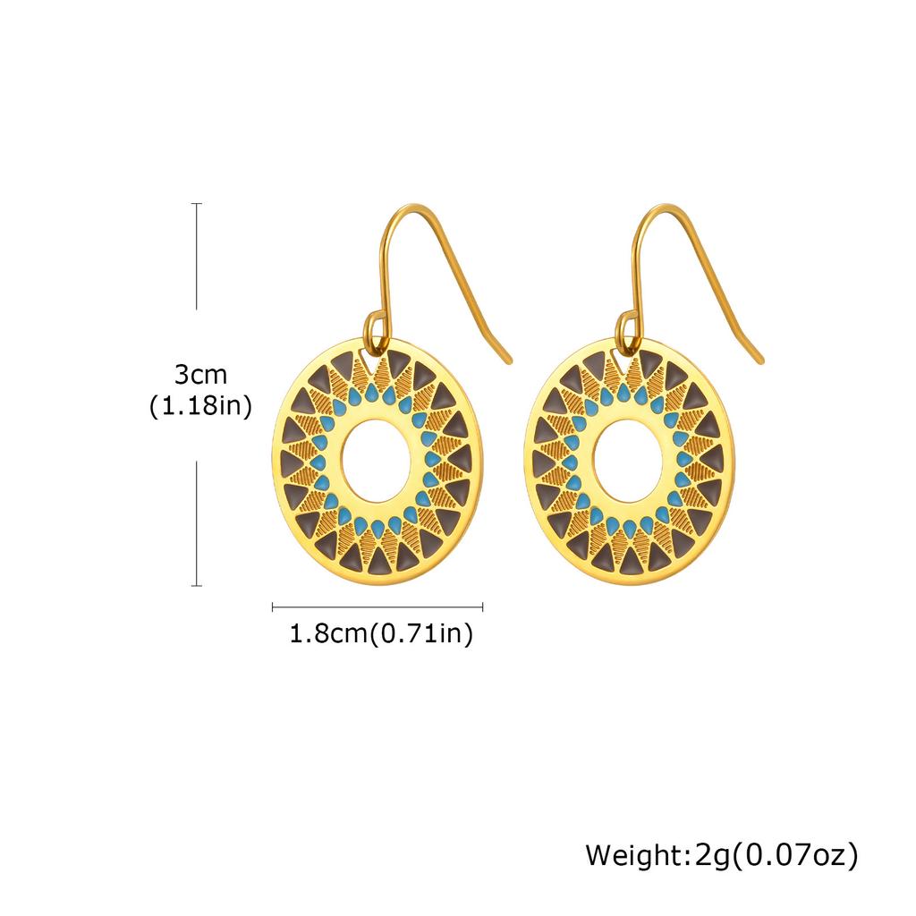 Vnox Stainless Steel Colorful Shell Luxury Earrings For Women Flower Edge Droplet Round Geometric Dangle Drop Earrings Jewelry