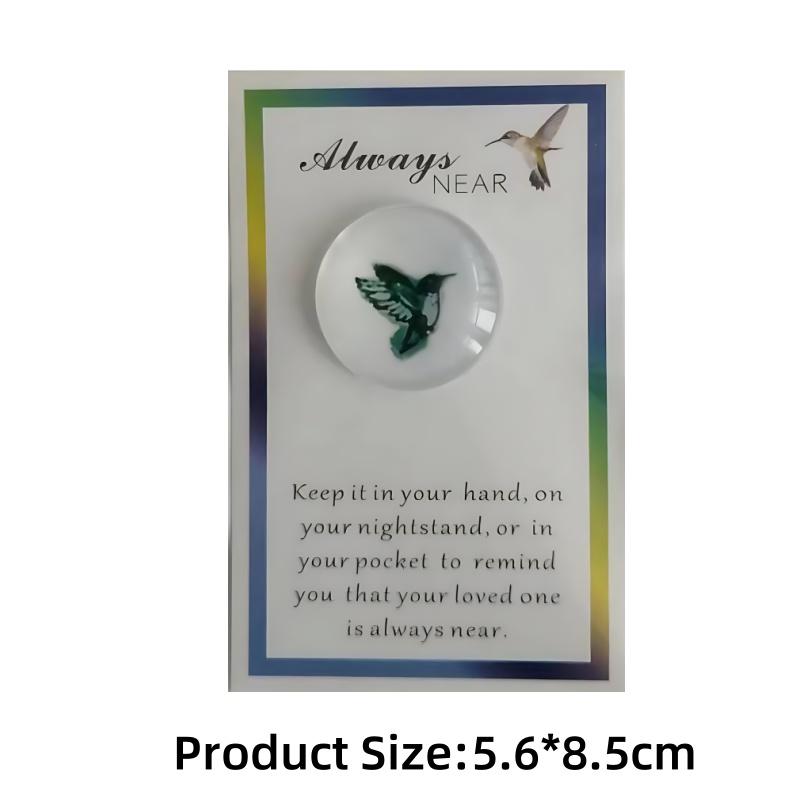 Mini Glass Penguin Hug Token with Hummingbird Card - Inspirational Gift for Friends Family Love Friendship Sympathy Keepsake