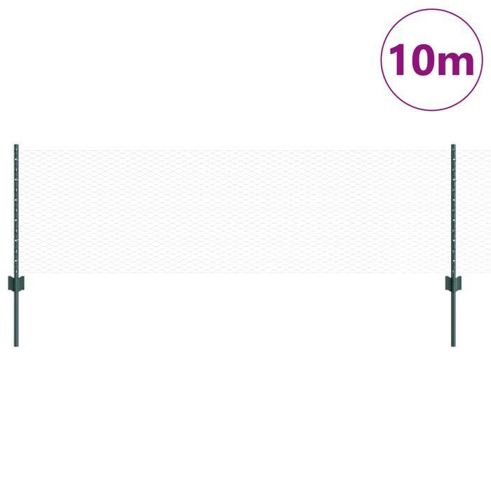 Poteaux de Clôture vidaXL 11 pcs U-Channel Vert 100 cm Acier 3336673