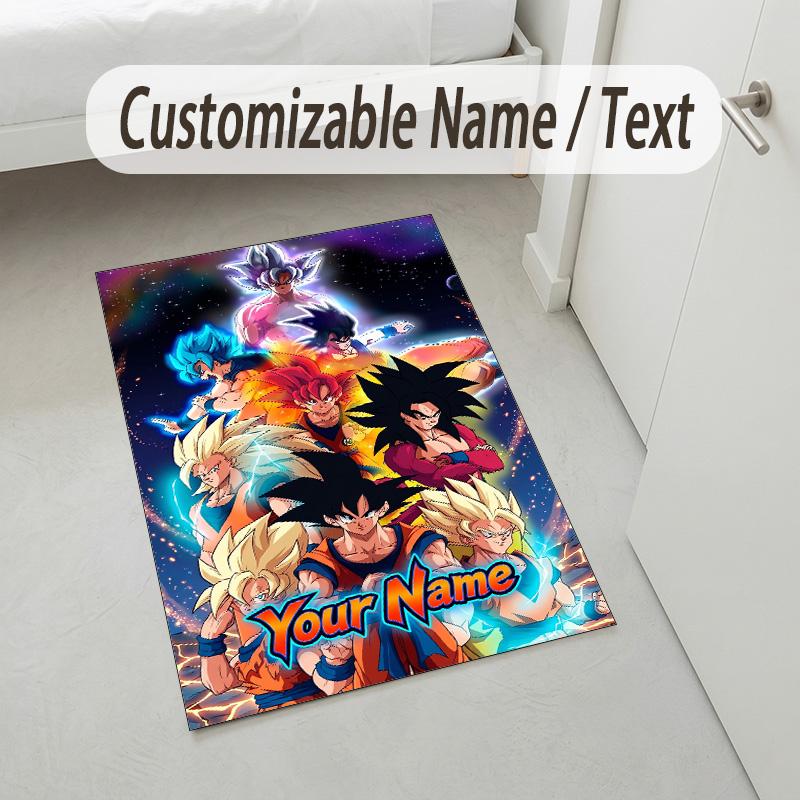 Personalized Crystal Velvet Carpet,Dragon Ball Custom Printed Name, Plush Area Rug For Home Indoor Decor