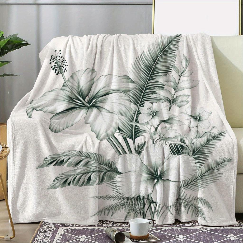 1pc Sdoo Vintage Leaf Floral Print Fleece Blanket - Soft All-Season Cozy Throw for Sofa, Bed, Car, Office & Camping, Mixed Color