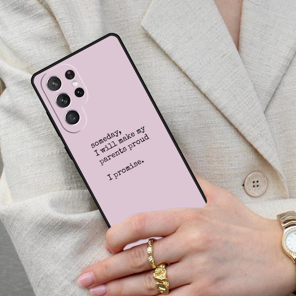 Pastel Pink Quotes Hearts Cell Phone Case for Samsung Galaxy S26 Ultra S25 S24 S23 S22 S21 S20 Note10 Cover