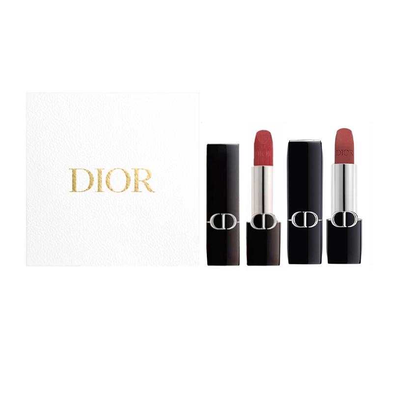 Помада DIOR 720 Tan Fei Nude Velvet+688 Rose Pink Brown Velvet Mist Матовая Без подарочного пакета синий