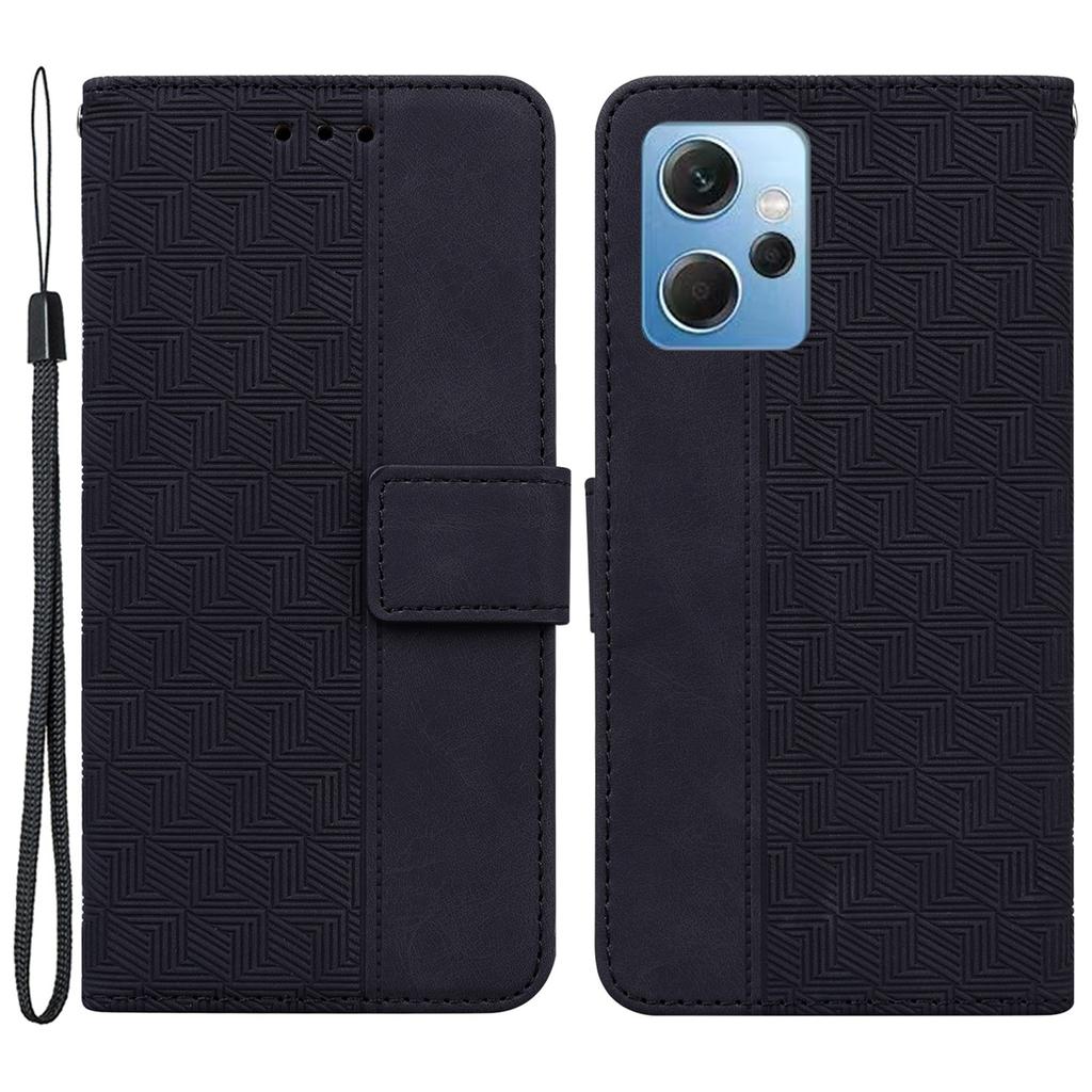 Flip Case for Xiaomi Redmi Note 12 4G PU Leather Wallet Stand Geometry Pattern Imprinted Phone Cover