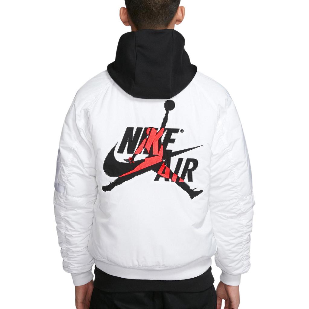 Jordan Wings MA-1 Logo-Print Warme Lässige Langarm Baseballkragen Jacke Herrenjacke Weiß AV2599-100