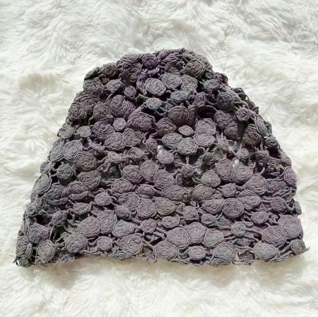 Damen Japanische Blumige Durchbrochene Lässige Mütze - Dünne Süße Cloche für Frühling/Sommer