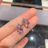Jewelry Hot Simulation Color Treasure Pink Diamond Love Heart Pendant Love Necklace Earrings Jewelry Set