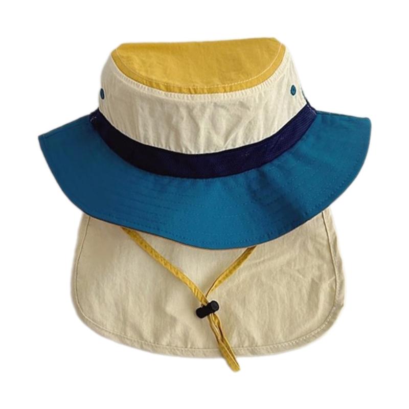 Toddlers Bucket Hat with Neck Flap Quick Drying Outdoor Hot Day Spring Foldable Fisherman Hat Sunproof for Children