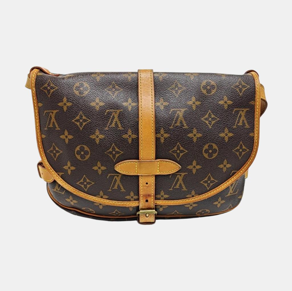 [Pre-Owned] Monogram Saumur 30 Iconic Classic Logo Print Adjustable Shoulder Strap Canvas And Leather Messenger Bag - Fair #1967VAX