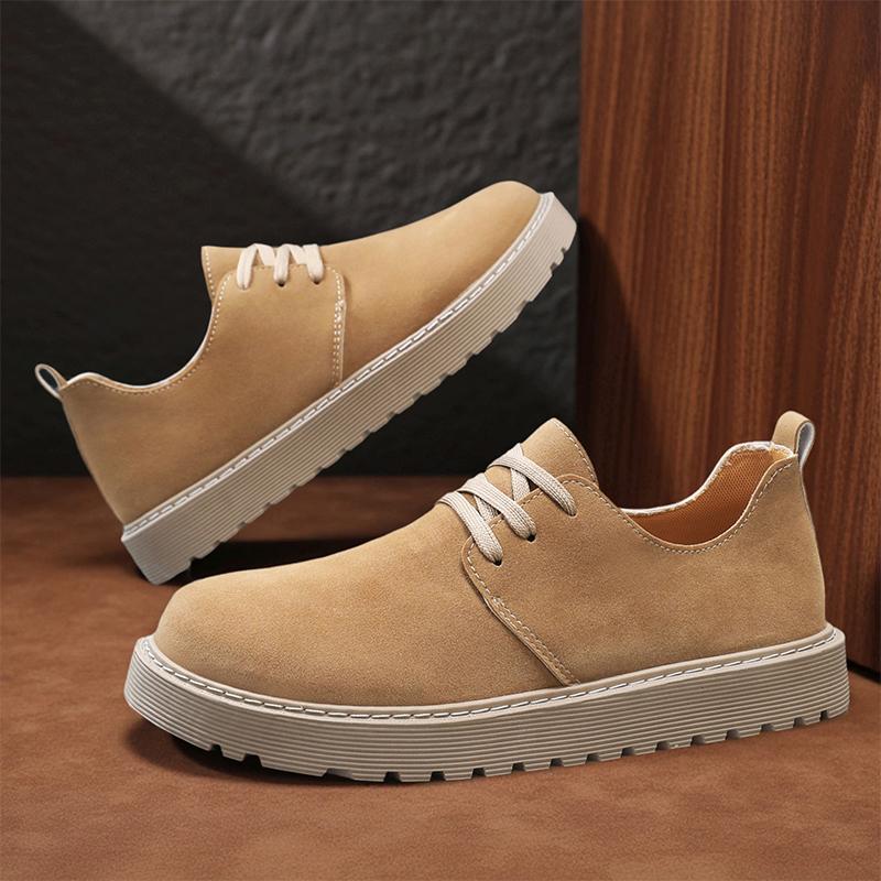 Mens Walking Shoes 2026 New Anti Suede Leather Thick Sole Snug Non Slip Wear-resistant Daily Commuting Sneakers for Man