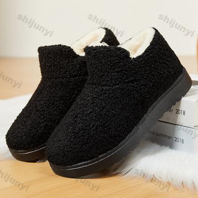 Women's Snow Boots Winter Plush Thickened Comfortable Non Slip Home Cotton Shoes Fashion Vintage Soft Sole Slip On Cotton Boots