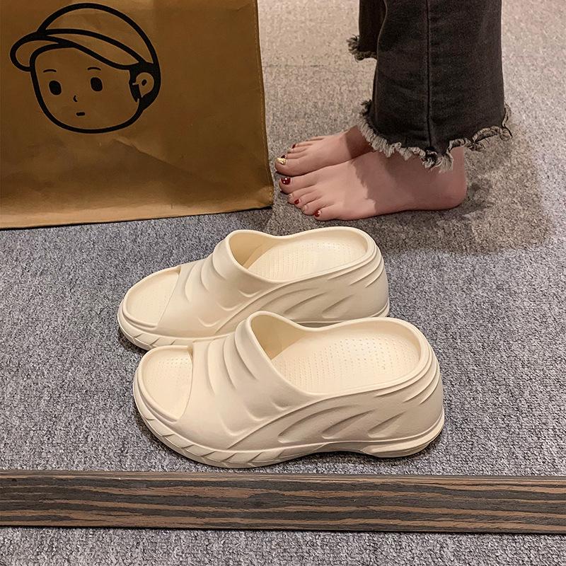 

Летние шлепанцы на танкетке для отдыха на открытом воздухе: Пляжные сандалии на толстой подошве и высоком каблуке Size 39