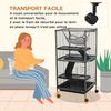 Small Animal Cage with Wheels Pet Home for Chinchillas Ferrets Kittens, with Hammock, 4 Platforms, Removable Tray, Silver