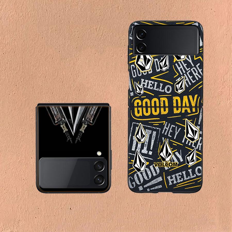Volcom Logo Phone Case For Samsung Z Flip 6 7 5G Galaxy Z Flip 5 4 3 5G Cases Shockproof Hard Cover TPU