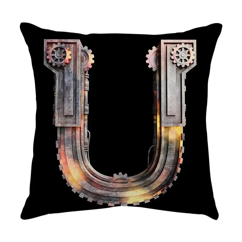 Luxury Home Decor Pillow Cover Car Living Room Sofa Cushion Cover Mechanical Style Letter Pattern Cushion Cover