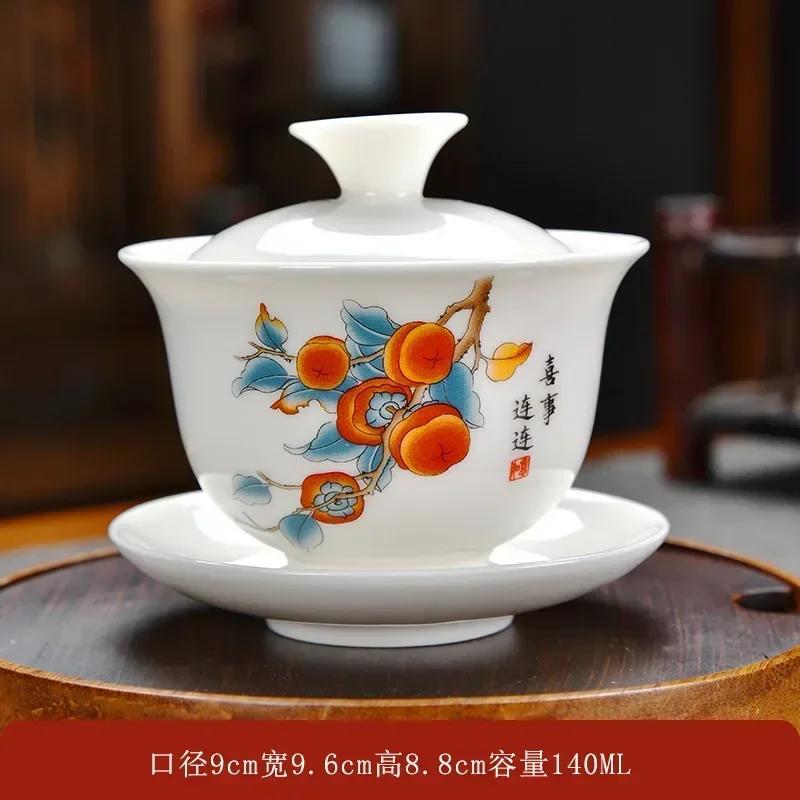 Chinese Handmade Sancai Gaiwan Ceramic Tea Tureen with Lid Bowl Saucer Teacups Teaware Home Decor Kung Fu Porcelanas Tea Cup