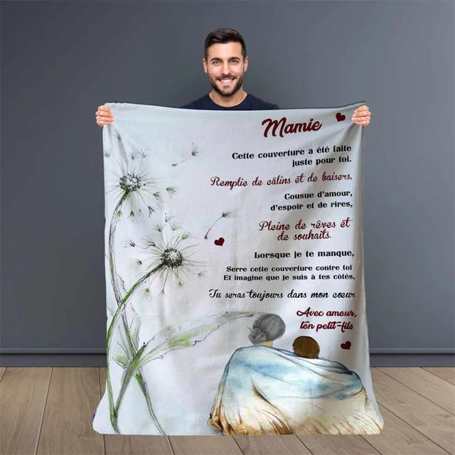 French Language To My Mom Blanket Soft Flannel Blanket Sofa Bed Cover Express Love Message Nap Blanket Christmas Gift 30x40in
