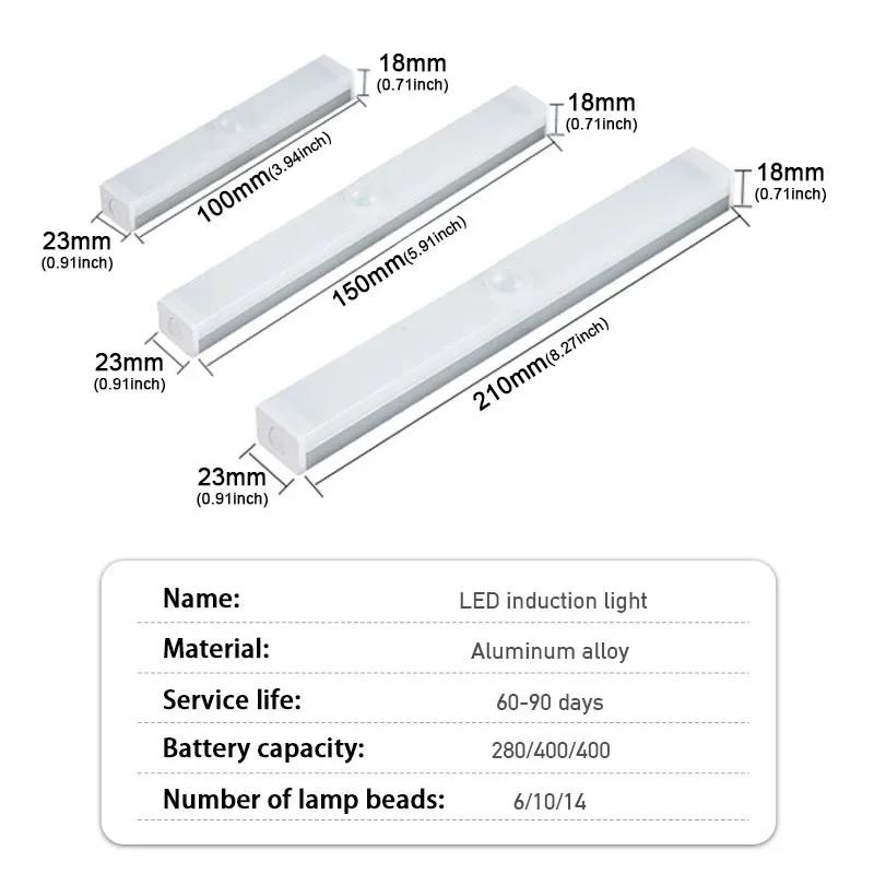 Rechargeable Car LED Sensor Light Wireless Magnetic Mount Auto Motion Induction Ambient Lighting for Auto Hood USB Portable