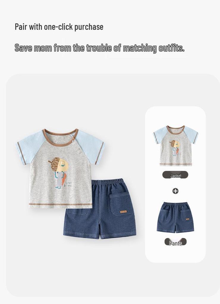 Children's Cartoon Pinecone T-Shirt, 0-5 Years, Short-Sleeve Summer Top, Stylish & Trendy
