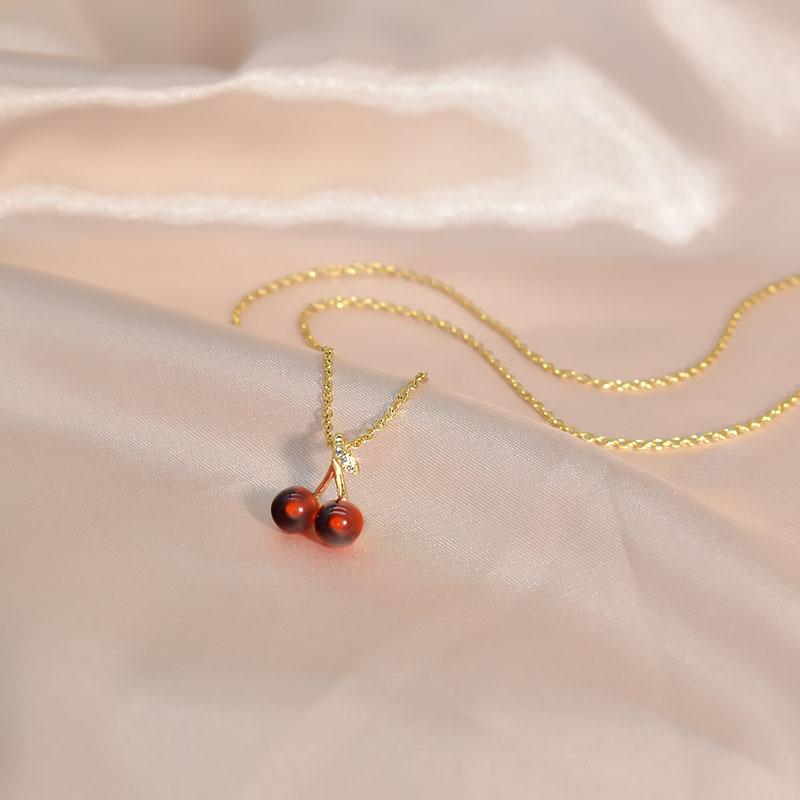 Cherry Necklace Women'S Light Luxury Design Sense Summer Delicate Clavicle Chain Year Neck Chain