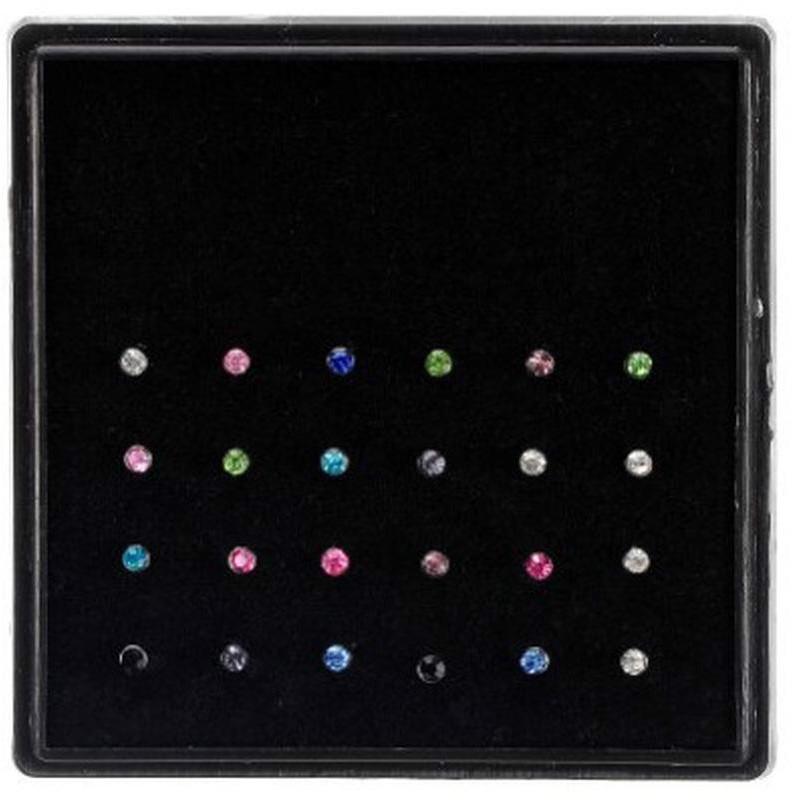 

24 шт./компл. 1,8 мм со стразами, кольцо в носу, кость-гвоздик, бар, хирургическая сталь, ювелирные изделия для пирсинга разноцветный