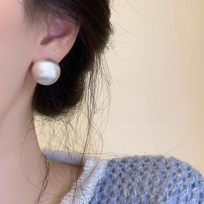 French Retro Brushed Ball Stud Earrings Women'S Niche Design Sense Advanced Temperament Earrings Trendy Earrings