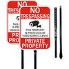 2 Pack Private Property No Trespassing Sign, Property Protected By Video Surveillance Sign with 36" Metal Stakes, 14" X 10" Warning Sign, Rust Free