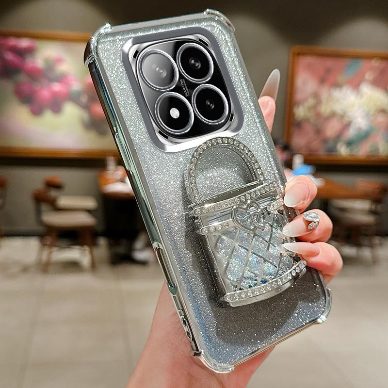 

Блестящий Зеркальный Чехол-Подставка с Жидким Песком для Телефона Xiaomi Redmi Note 15 14C 14 Pro+ 14 Pro 14S 13C 13 Pro+ 13 Pro 13R 12C 12 Pro 12S 11 Pro 10C 10 Pro A5 Redmi A5 серебряный