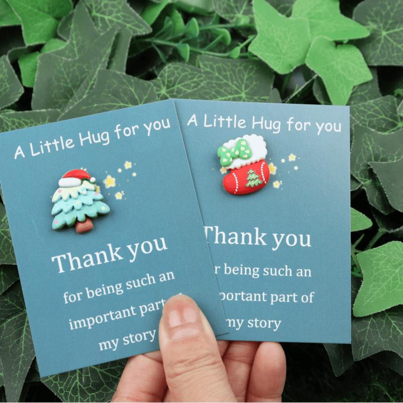 10pcs Mini Hug Cards with Resin Decorations Christmas Birthday Valentine Greeting Thank You Cards Bulk Gifts for Friends Family