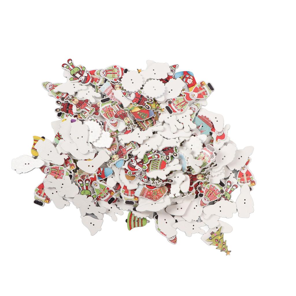 Christmas Wooden Buttons Mixed Styles Decorative Assorted Christmas Buttons for Craft Sewing Knitting B Set White Back