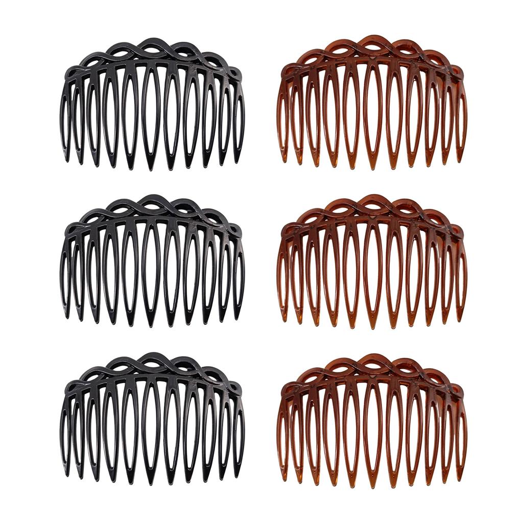 Elegant Hair Combs 6 Piece Plastic Resin Side Parting Hairpins Fashion Headdress For Daily or Formal Event