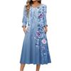 Women's Fashion Pocket Half Sleeve Floral Mid,length Casual Dress