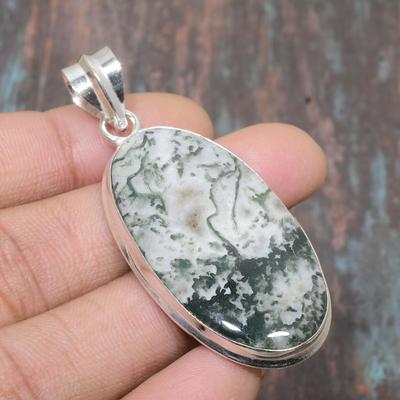 Tree Agate Gemstone Handmade Solid 925 Sterling Silver Jewelry Pendant For Thanksgiving