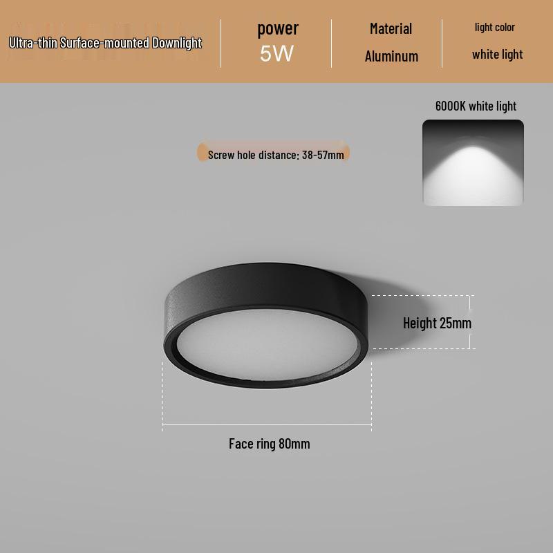 Ultradünne LED Aufbau Deckenleuchte Rund für Gänge, Flure, Eingangsbereiche - Stanzfreie Installation