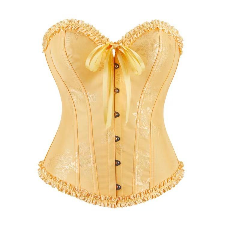 Corset Multi-colored Waist Ribbon Jacquard Court Corset Steel Buckle Belly Support Chest Corset