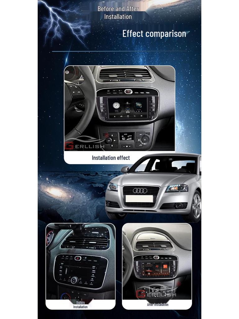 Cross 7-inch Car Navigation with Bluetooth and CarPlay for Fiat Punto/Linea.