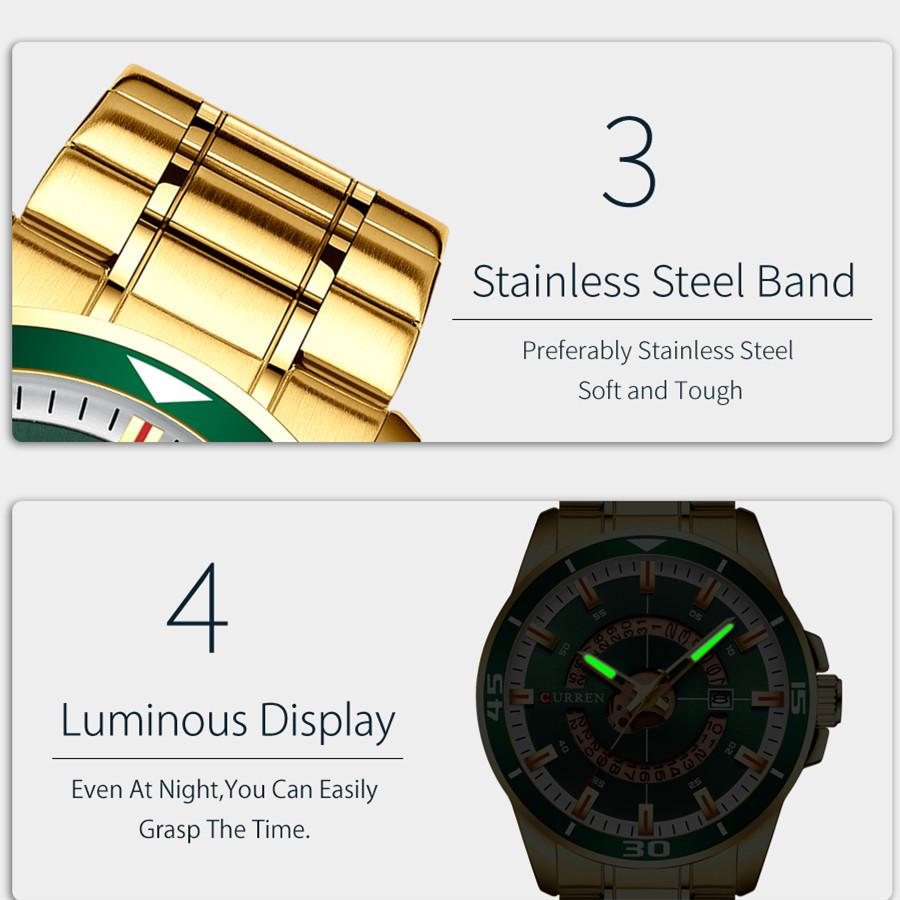 CURREN Stainless Steel Men's Watch Fashion Design Quartz Wristwatch with Date Clock Male Reloj Hombre Watch Men