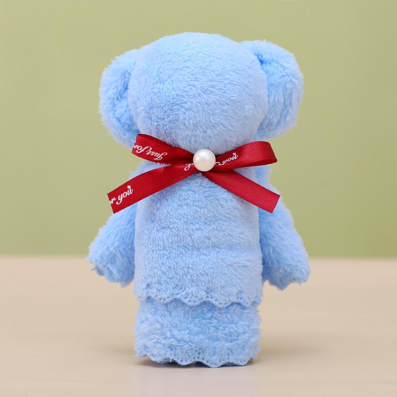 Coral Fleece Pineapple Grid Little Bear Towel - 30*30, Party Favor Gift