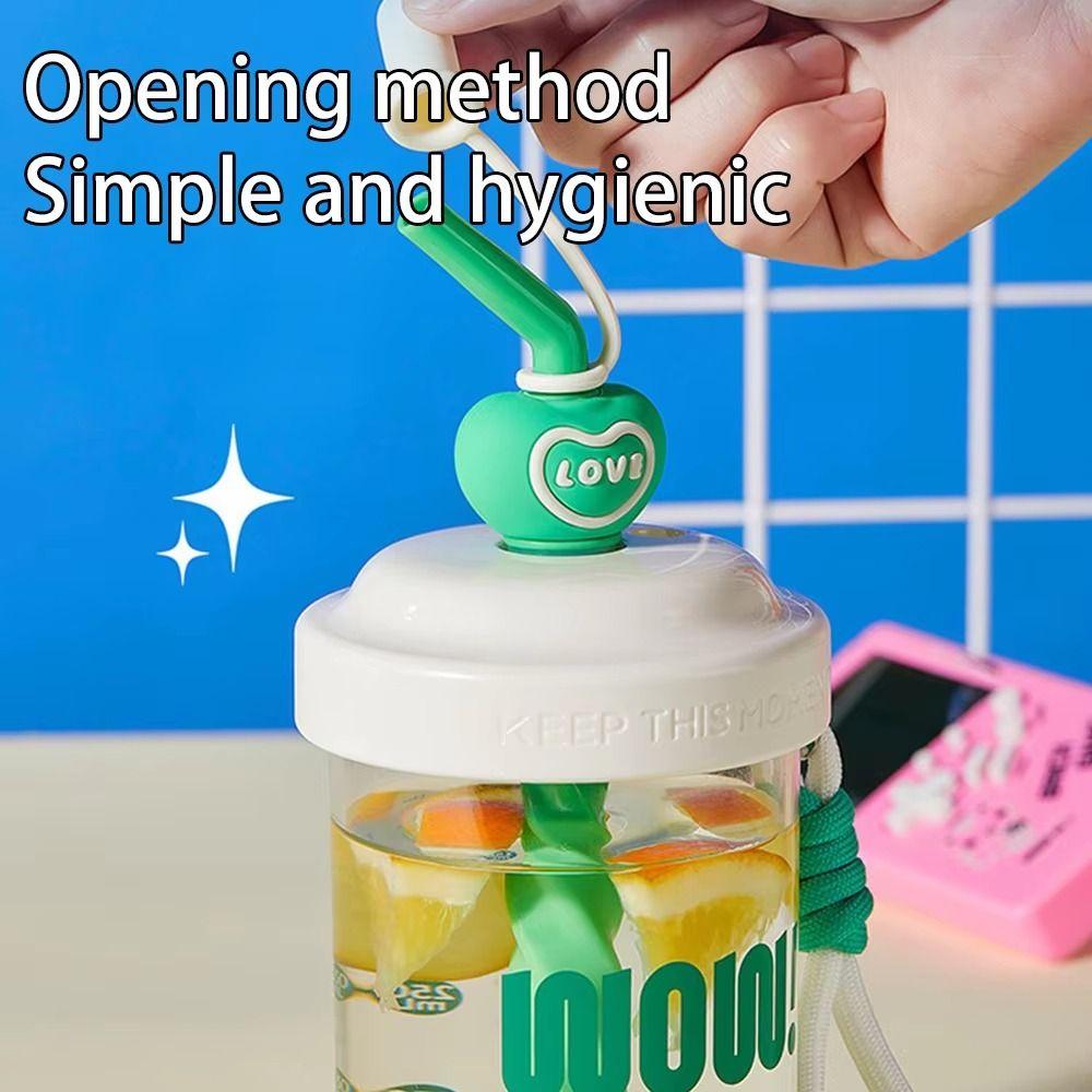 Leak-proof Stirring Cup With Straw Drinking Cup Cute 580ML Water Bottles  Fruit Juice
